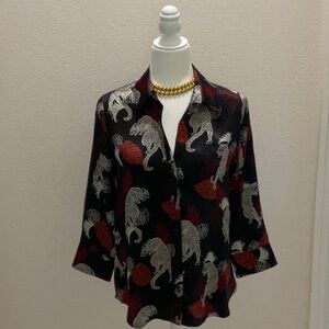 L'AGENCE Black Notched Collar Button Down Shirt